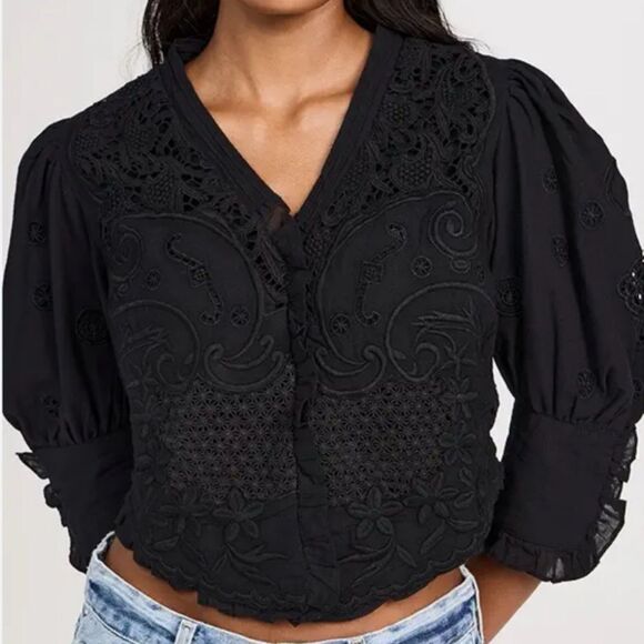 byTiMo Linen Embroidery Top - Picture 1 of 9